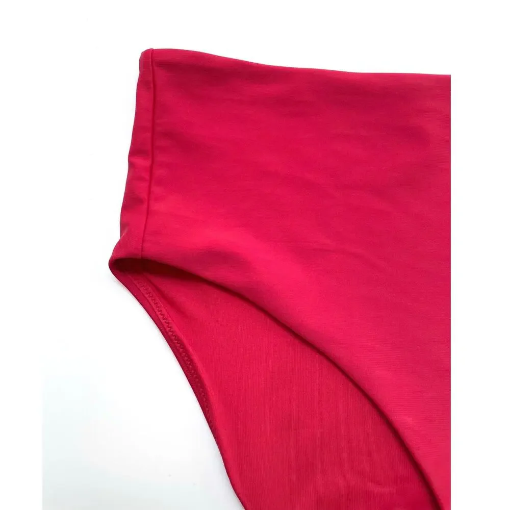 Quince Italian High-Rise Bikini Bottom Swim Cherry Red Size Large NEW